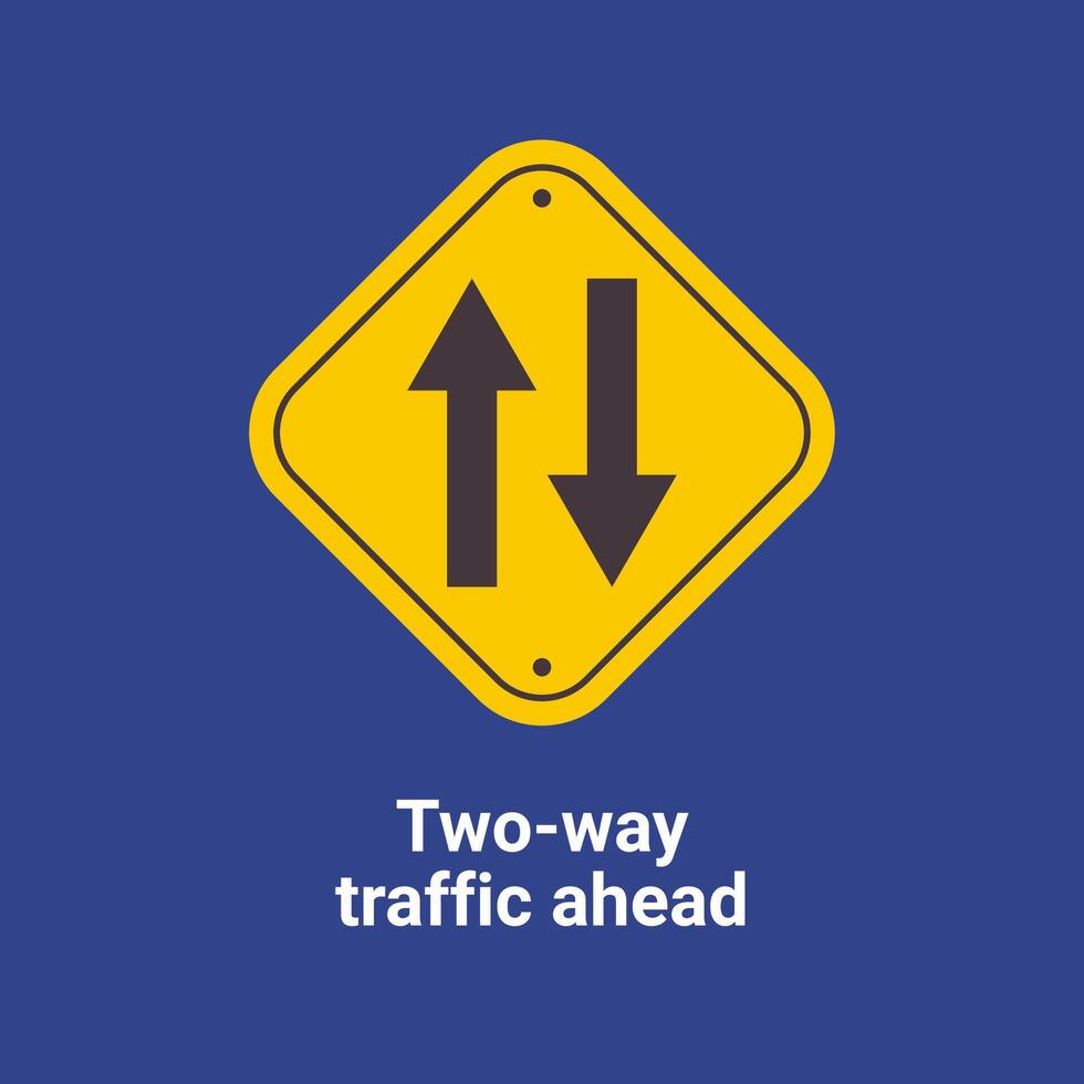 Warning Traffic Signs, Two-way traffic ahead vector