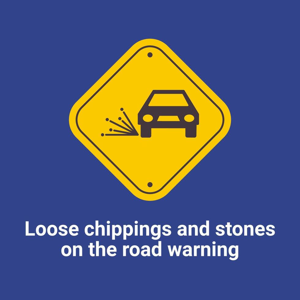 Warning Traffic Signs, Loose chippings and stones on the road warning vector