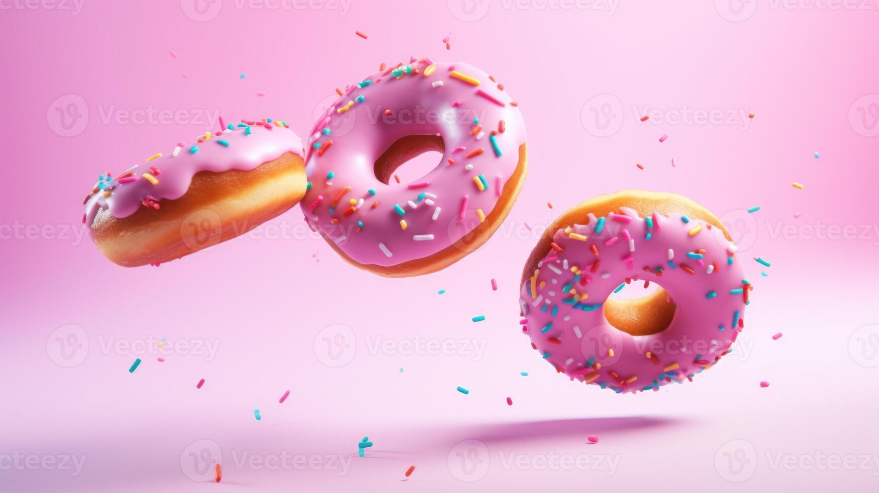 donut glaze dessert pink tasty, ai photo