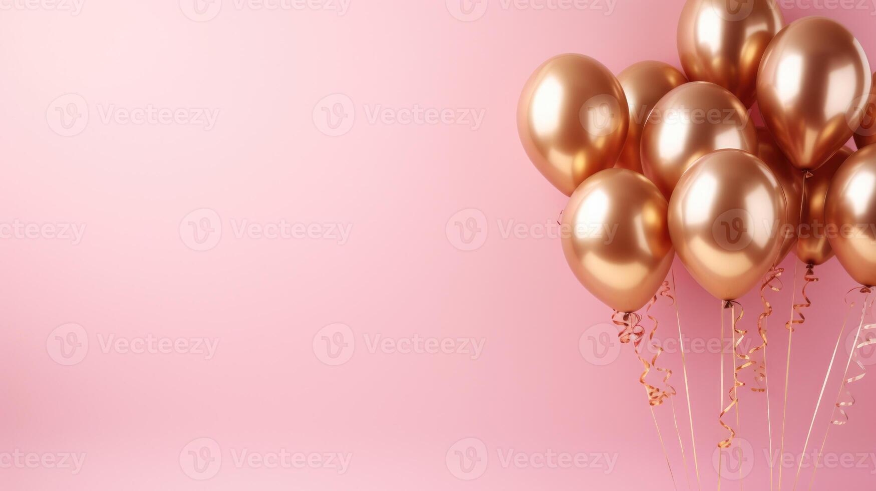pink and gold balloons for party and celebration, ai photo