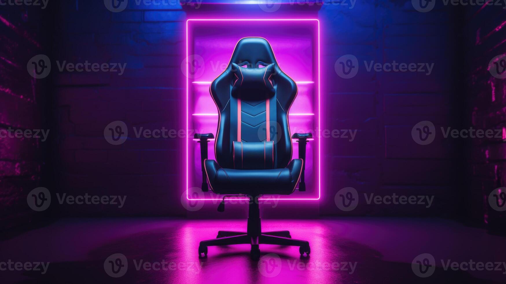 Gaming chair with neon lights, ai photo
