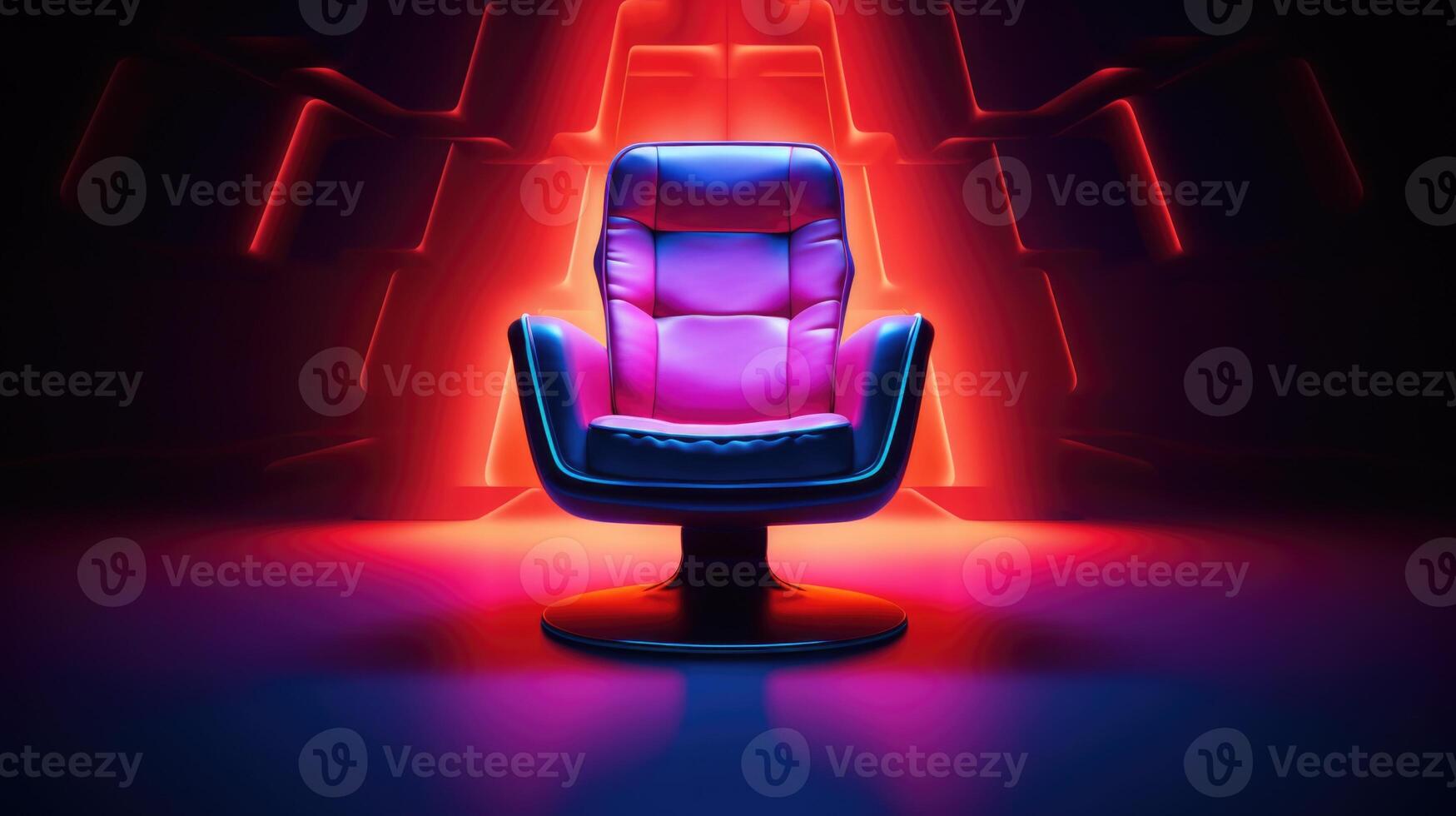 Gaming chair with neon lights, ai photo
