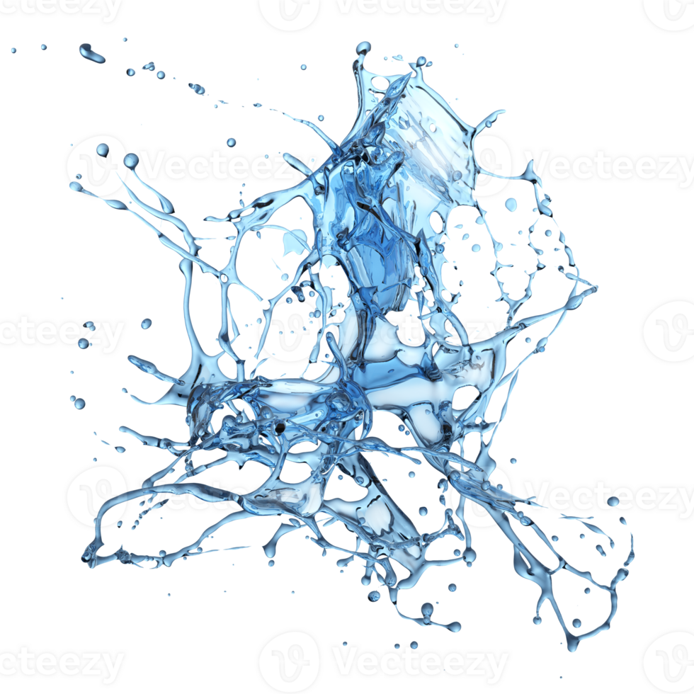 Water fluid splash explosion shapes cut out backgrounds 3d illustration png