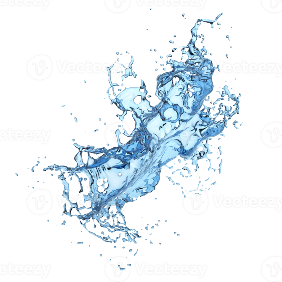 Water liquid splatter motion shapes on transparent backgrounds 3d rendering png