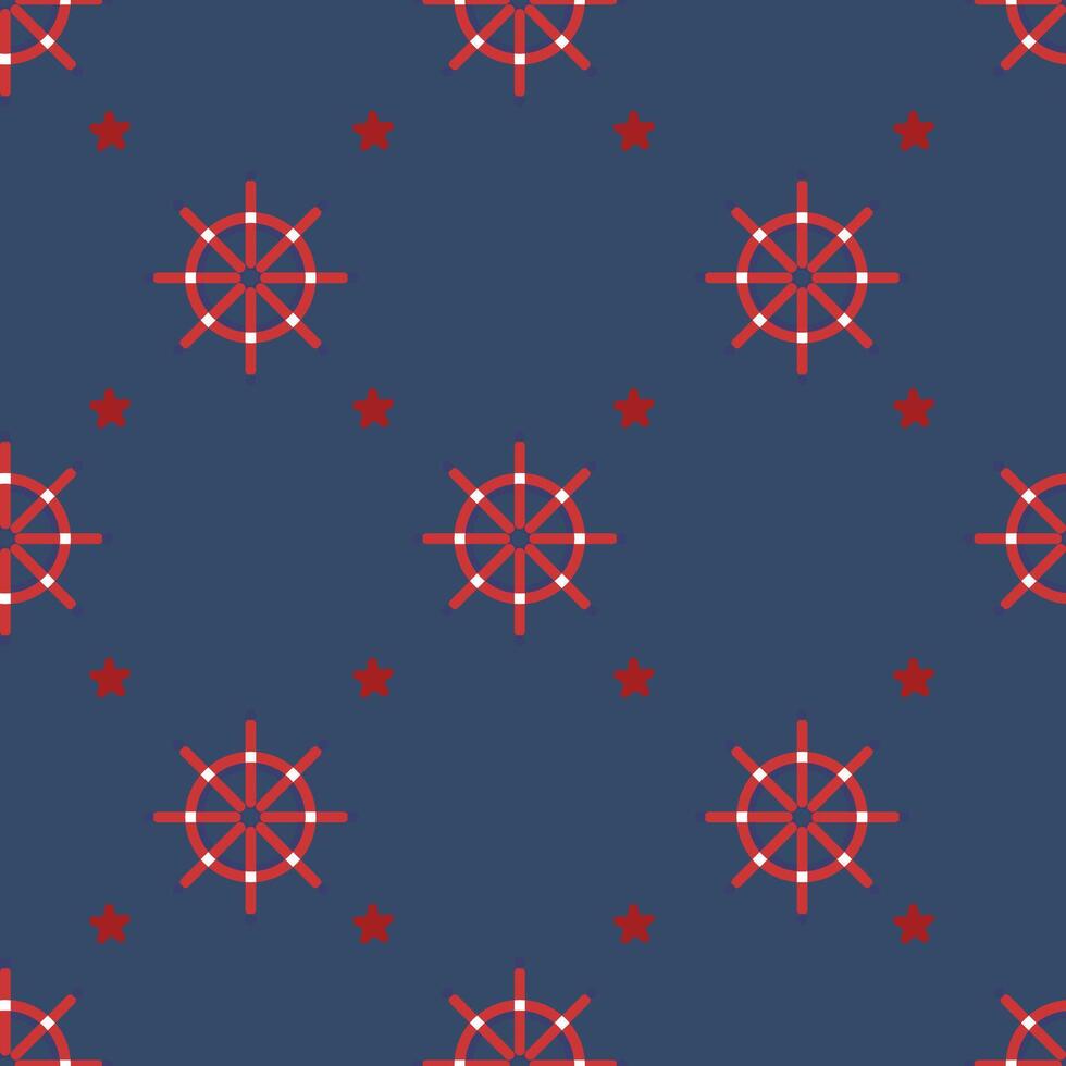 Nautical Steering Wheel Seamless Pattern vector