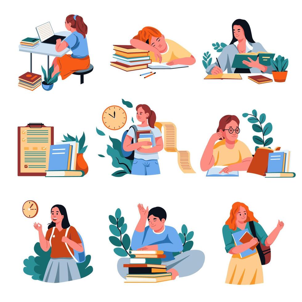 Student and teacher icons vector