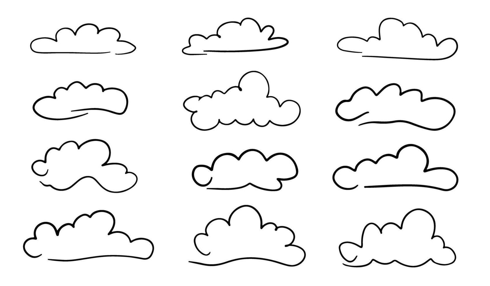 Collection of Simple Hand-Drawn Cloud Illustrations vector