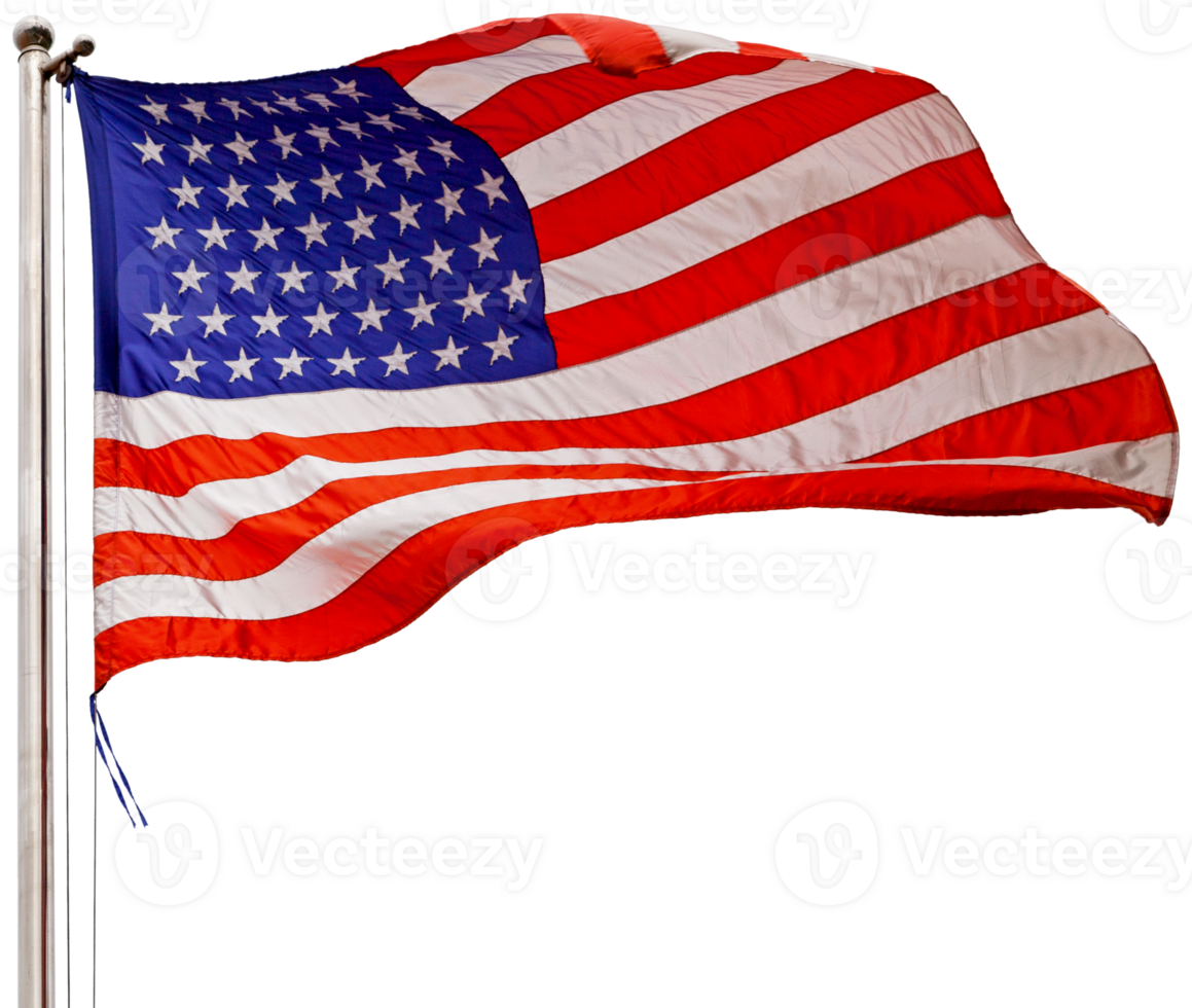 Cut out American flag waving in mid air png