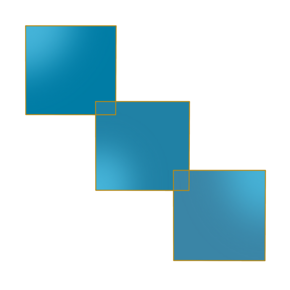 Blue Square Frame with Gold Border png