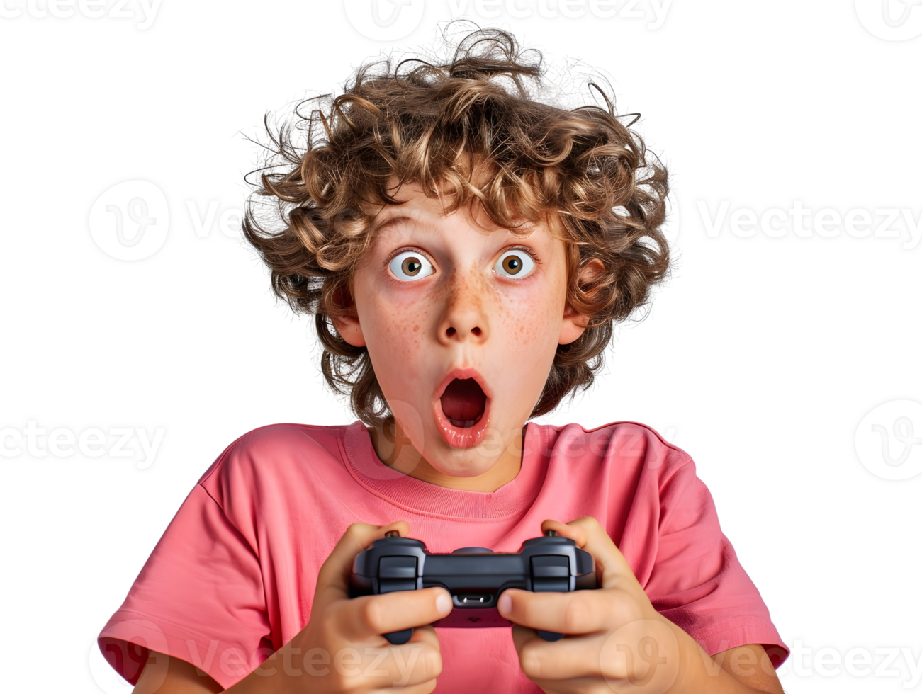 Child Gamer with a surprised expression with Console Controller png