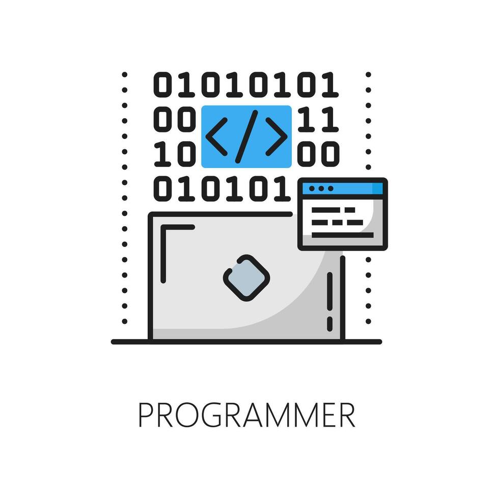 Programmer, web development specialist line icon vector