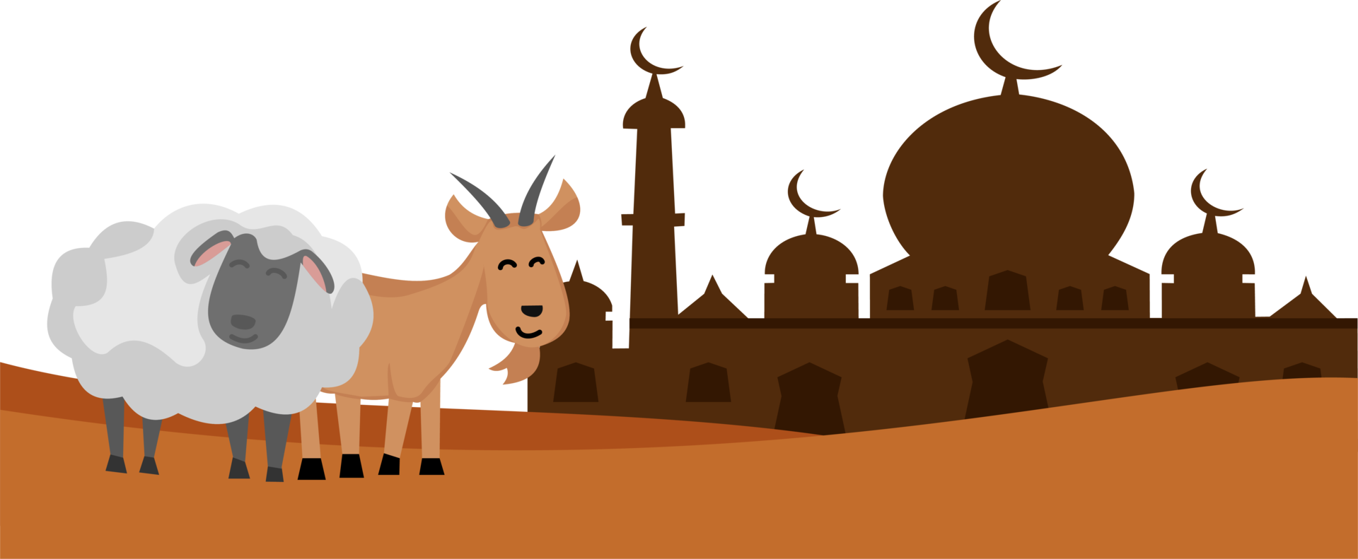 eid al adha mubarak background with illustrations of sheep and goats sacrificial png