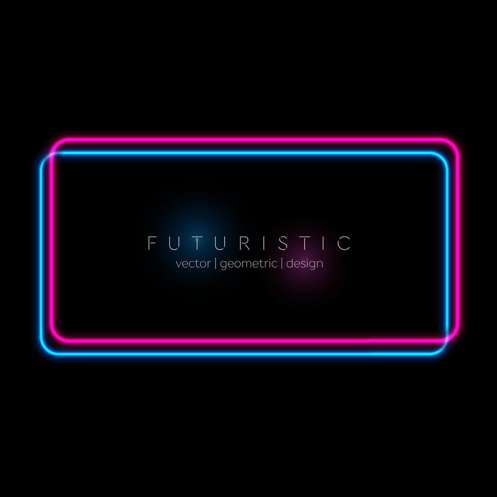 Abstract blue purple neon rectangle frame abstract background vector