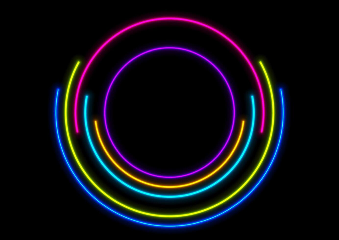Colorful laser neon circles abstract tech background vector