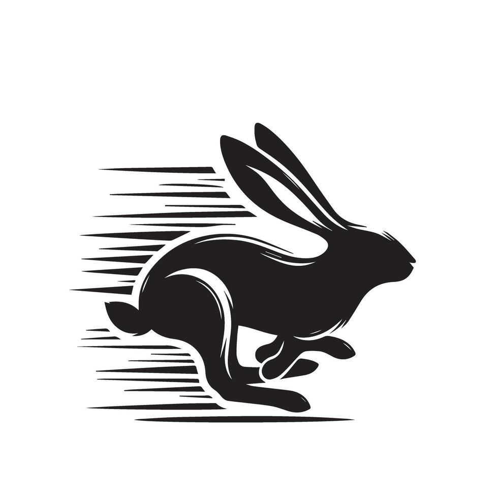 Rabbit silhouette illustration on white background. Rabbit logo. vector