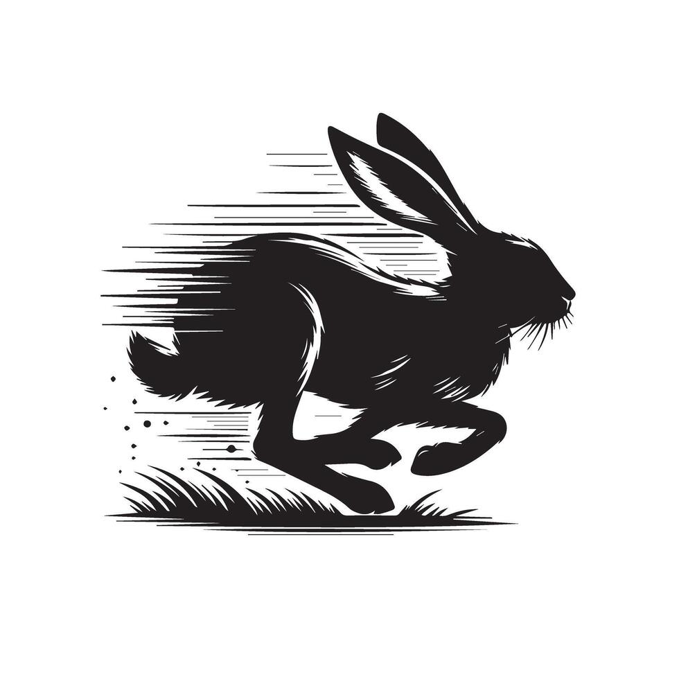 Rabbit silhouette illustration on white background. Rabbit logo. vector