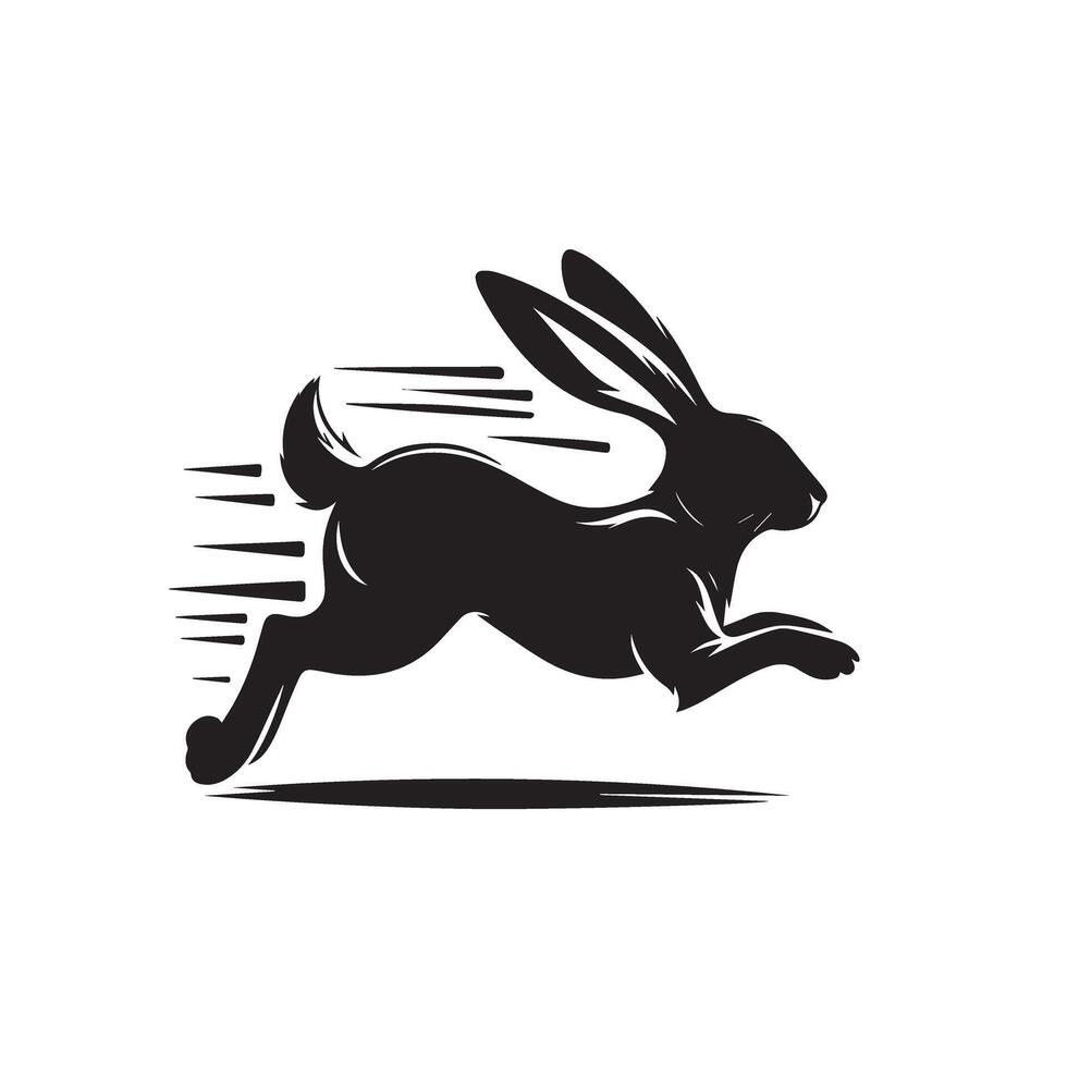 Rabbit silhouette illustration on white background. Rabbit logo. vector