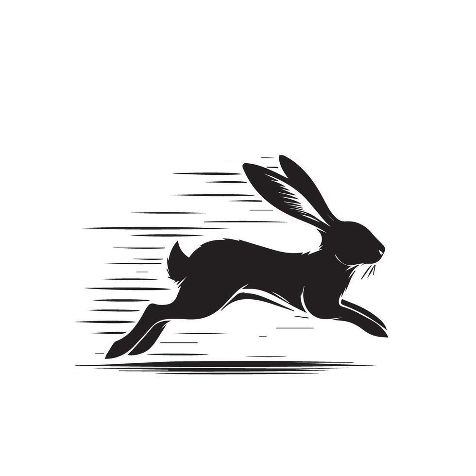 Rabbit silhouette illustration on white background. Rabbit logo. vector
