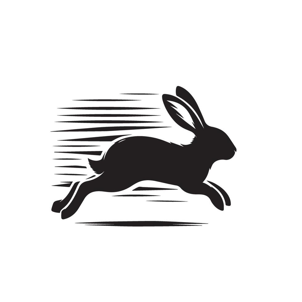 Rabbit silhouette illustration on white background. Rabbit logo. vector