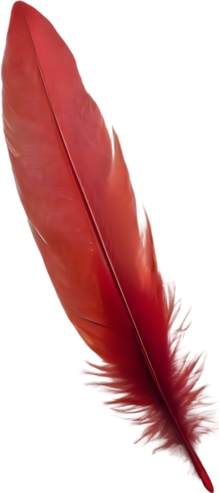 Close-up of red cardinal-inspired feathers. AI-Generated. png