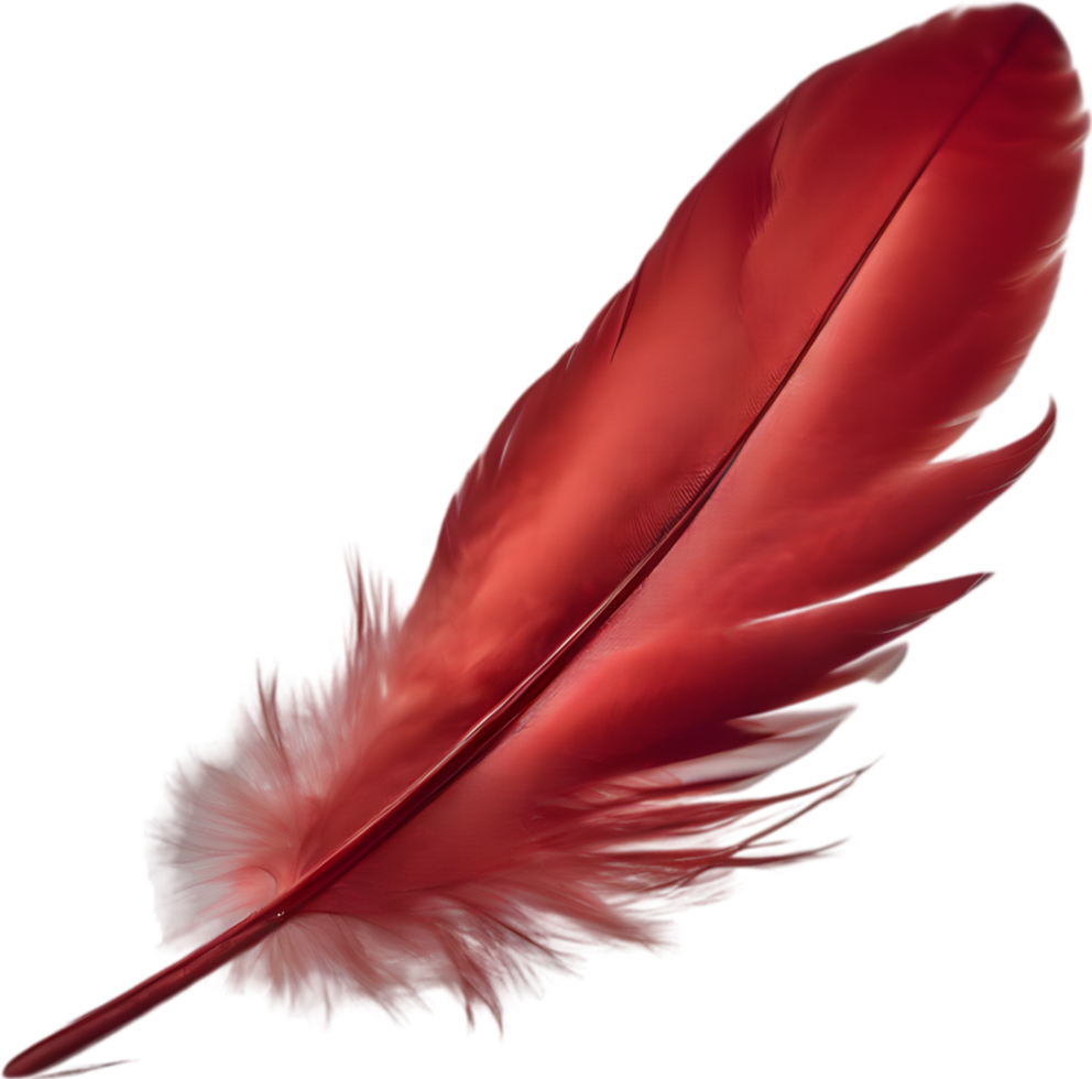 Close-up of red cardinal-inspired feathers. AI-Generated. png