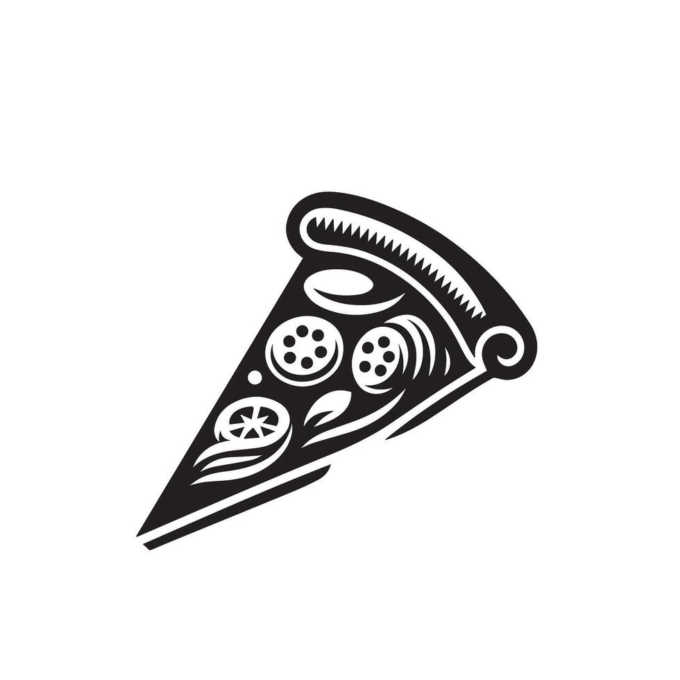 Pizza line art illustration. Pizza silhouette Pizza logo vector