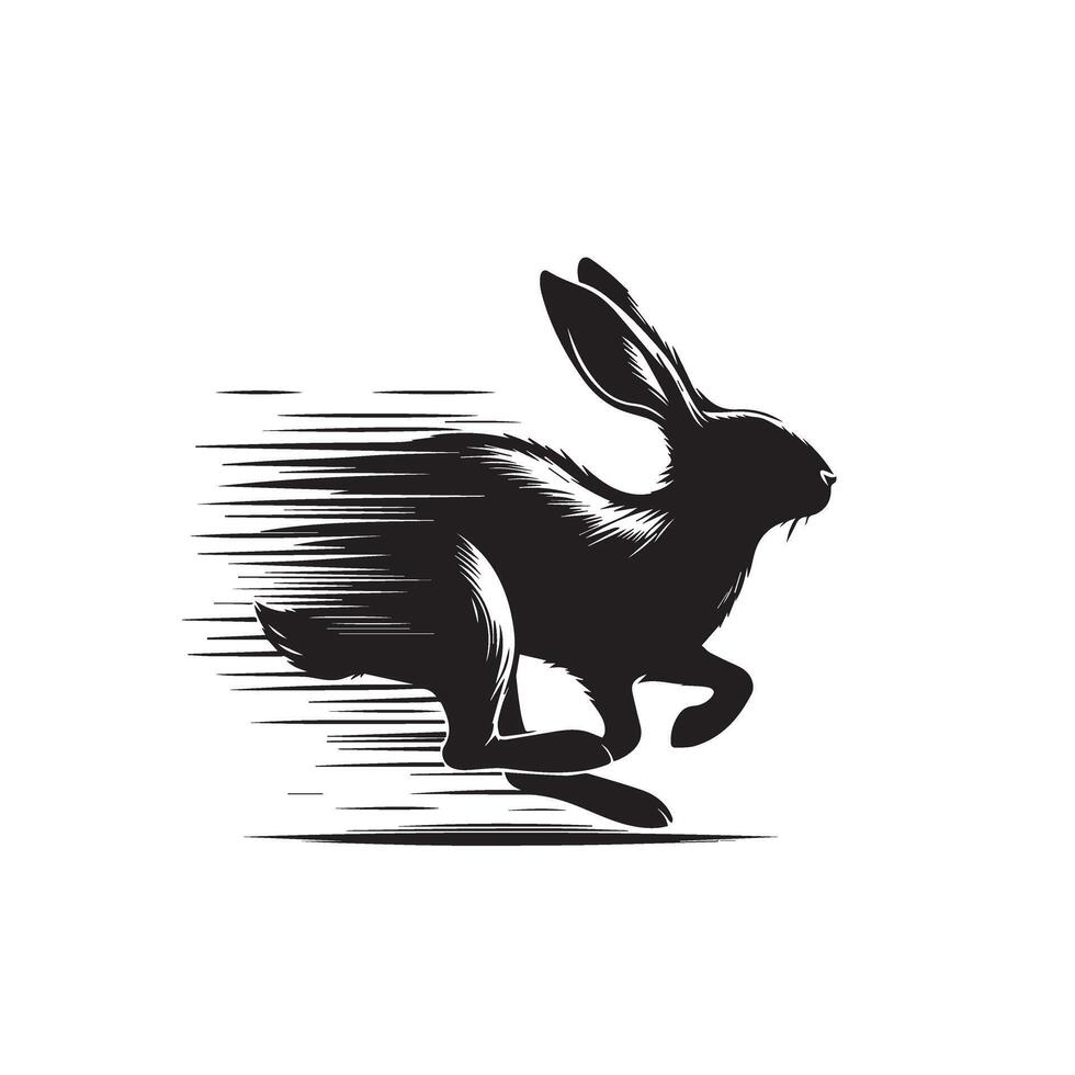 Rabbit silhouette illustration on white background. Rabbit logo. vector