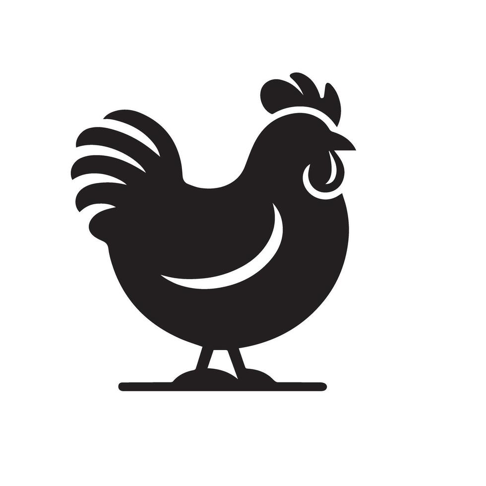 Chicken silhouette on white background. Chicken logo vector