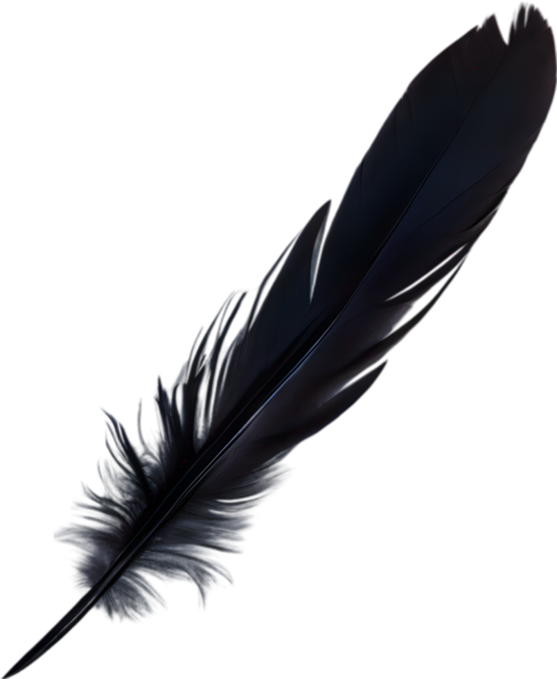 Close-up of black crow-inspired feathers. AI-Generated. png