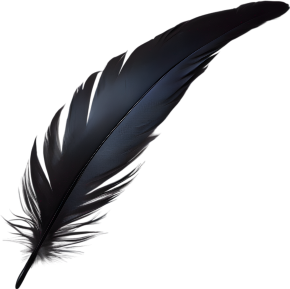 Close-up of black crow-inspired feathers. AI-Generated. png