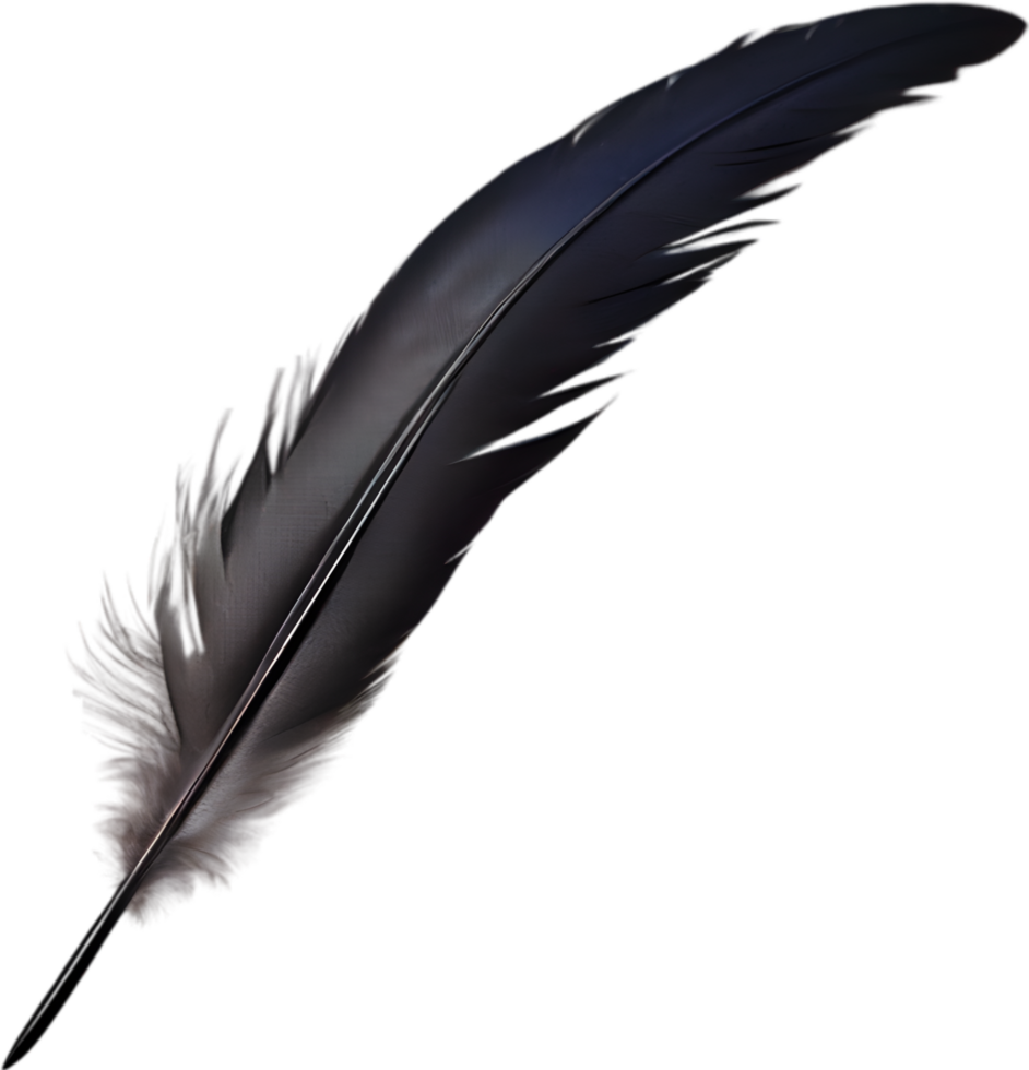 Close-up of black crow-inspired feathers. AI-Generated. png