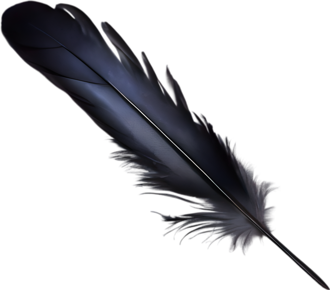 Close-up of black crow-inspired feathers. AI-Generated. png