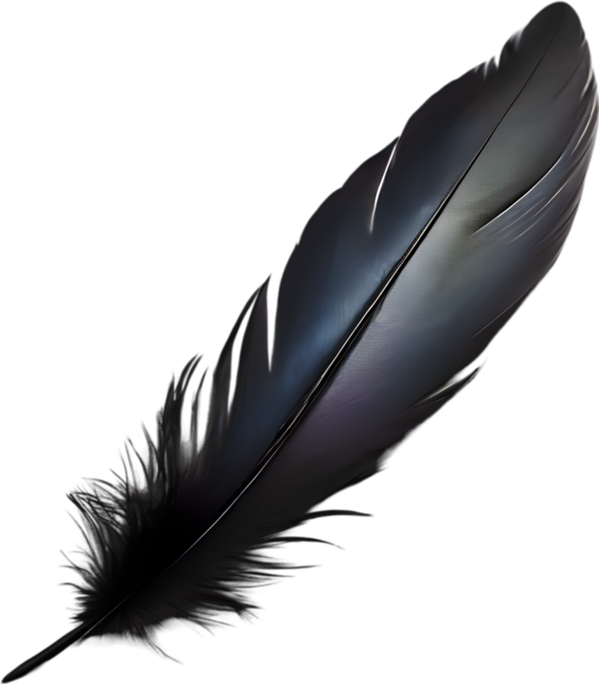 Close-up of black crow-inspired feathers. AI-Generated. png