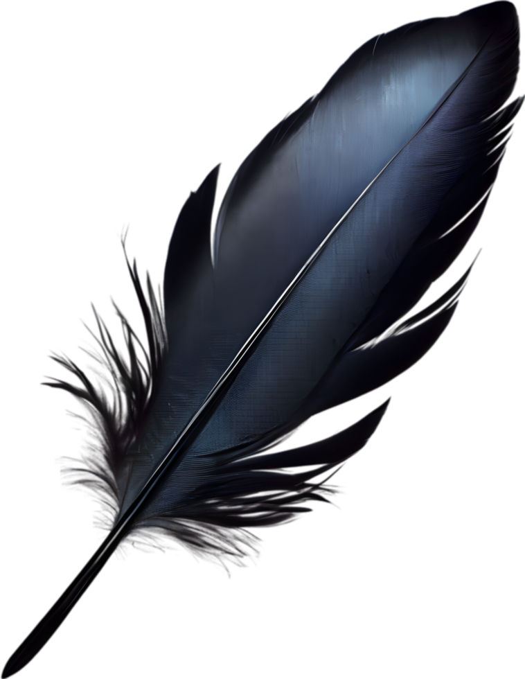 Close-up of black crow-inspired feathers. AI-Generated. png