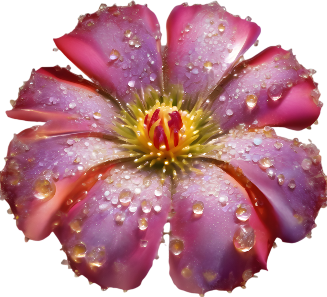 Desert flowers with dew shine like gems. Ai-generated. png