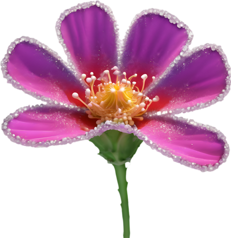 Desert flowers with dew shine like gems. Ai-generated. png