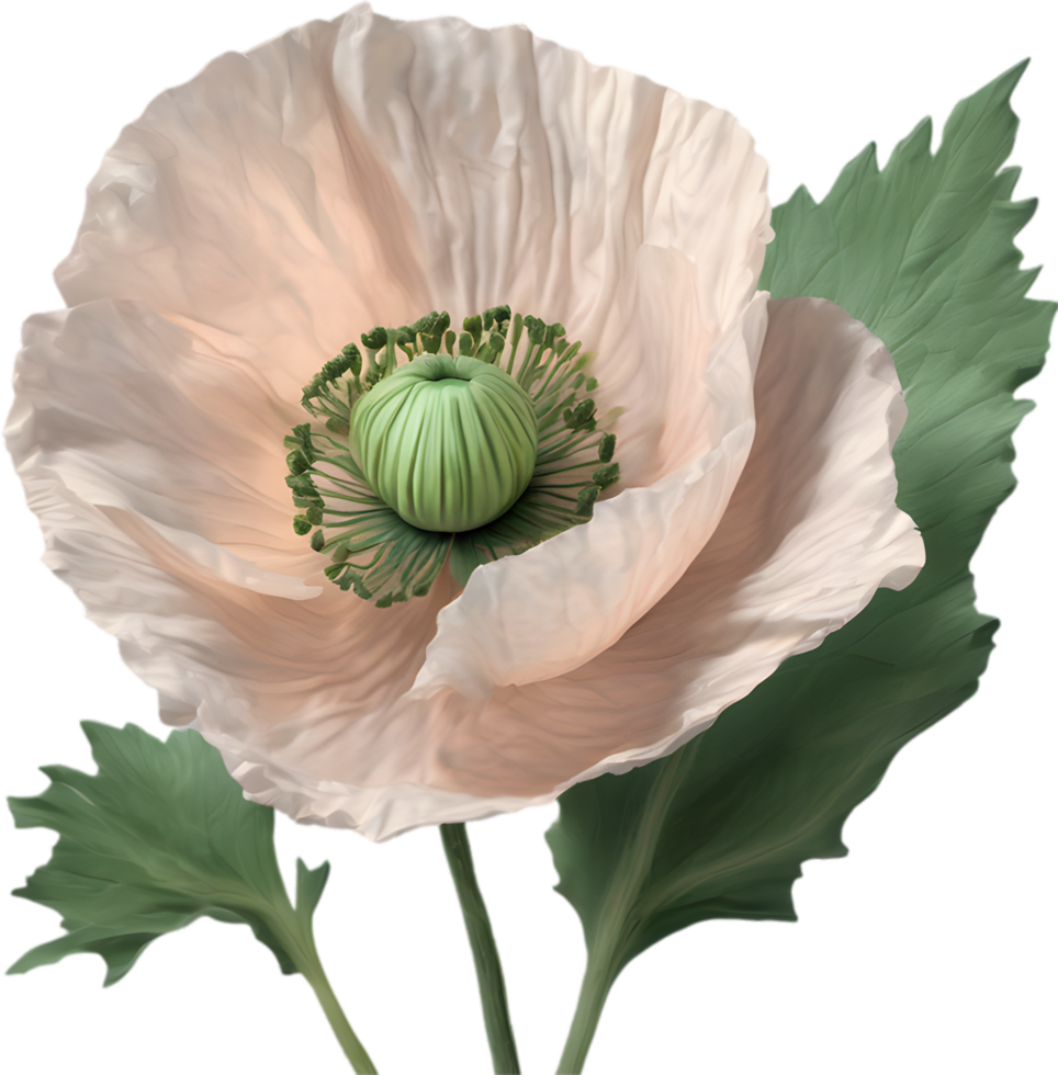 A poppy in hyper-realistic cartoon style. Ai-generated. png