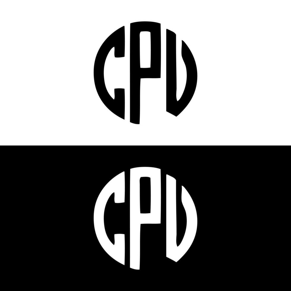 CPU round shape letter logo design vector
