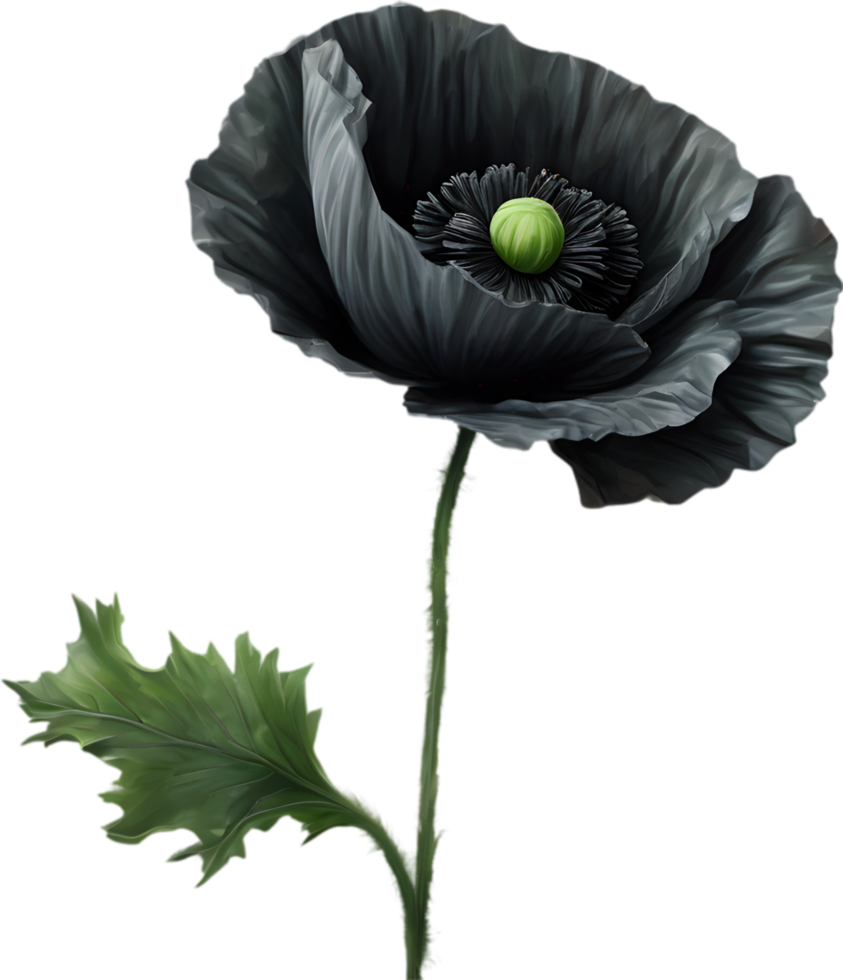 A poppy in hyper-realistic cartoon style. Ai-generated. png