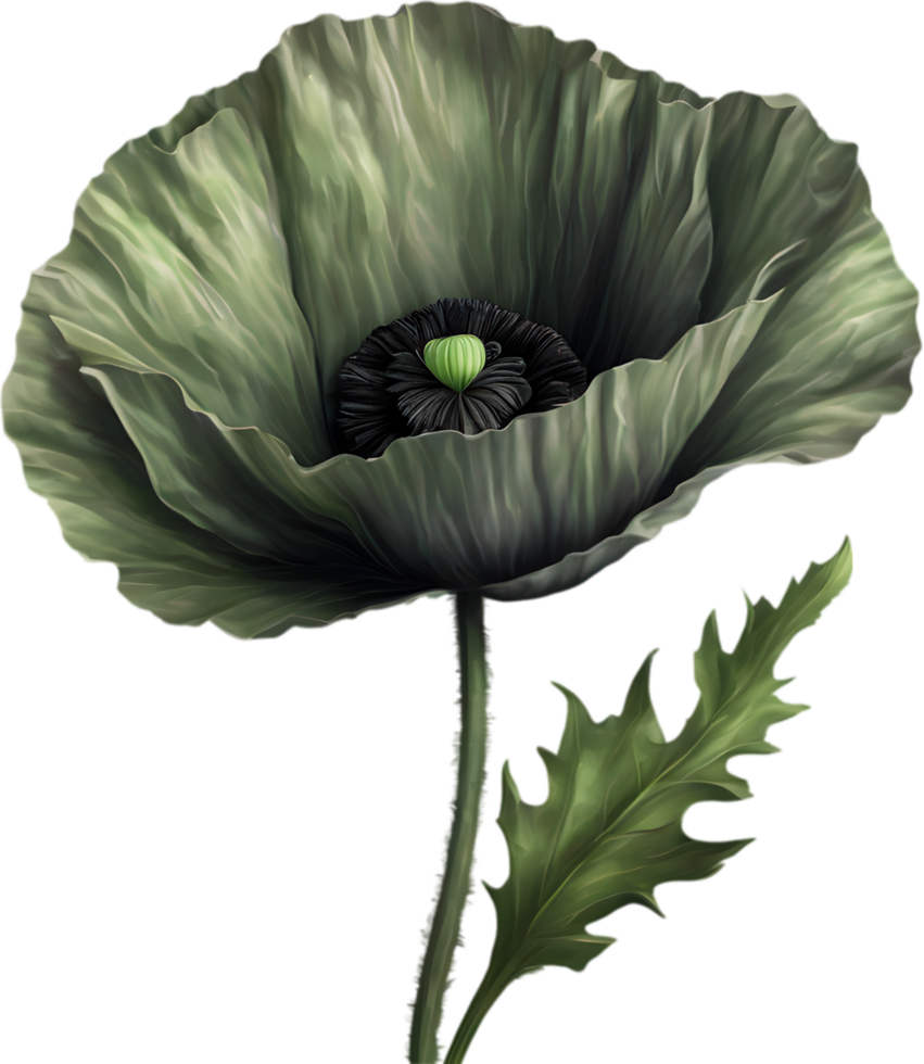 A poppy in hyper-realistic cartoon style. Ai-generated. png
