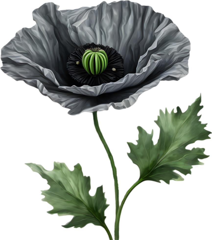 A poppy in hyper-realistic cartoon style. Ai-generated. png