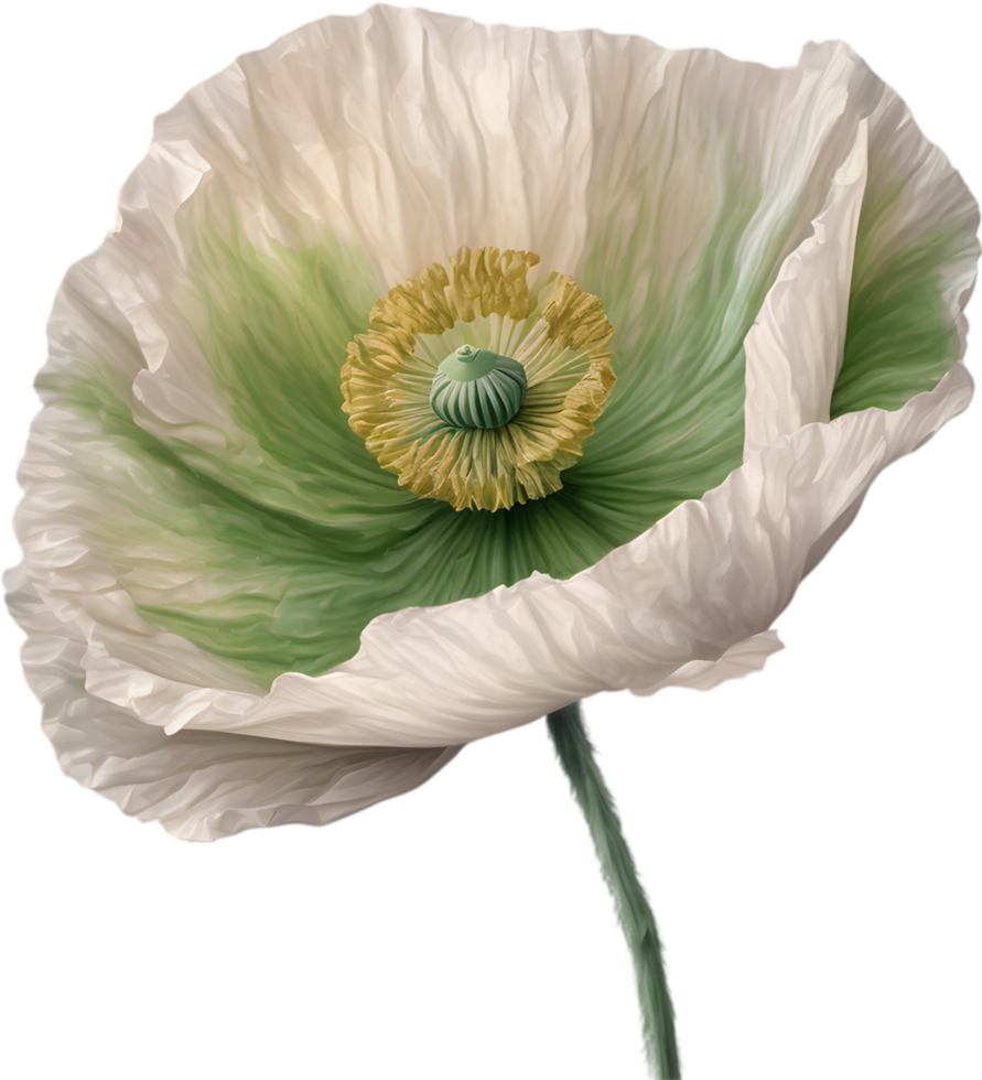 A poppy in hyper-realistic cartoon style. Ai-generated. png