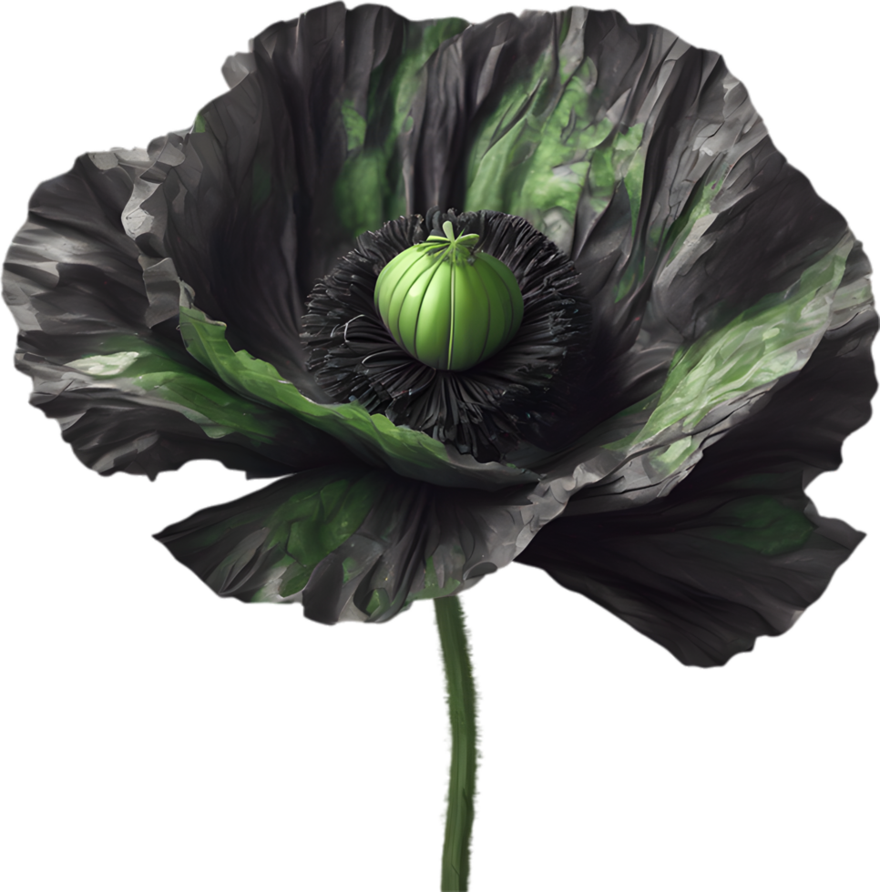 A poppy in hyper-realistic cartoon style. Ai-generated. png