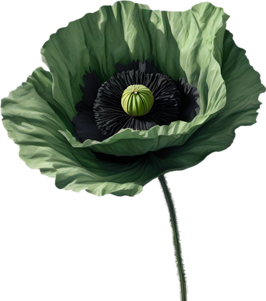 A poppy in hyper-realistic cartoon style. Ai-generated. png