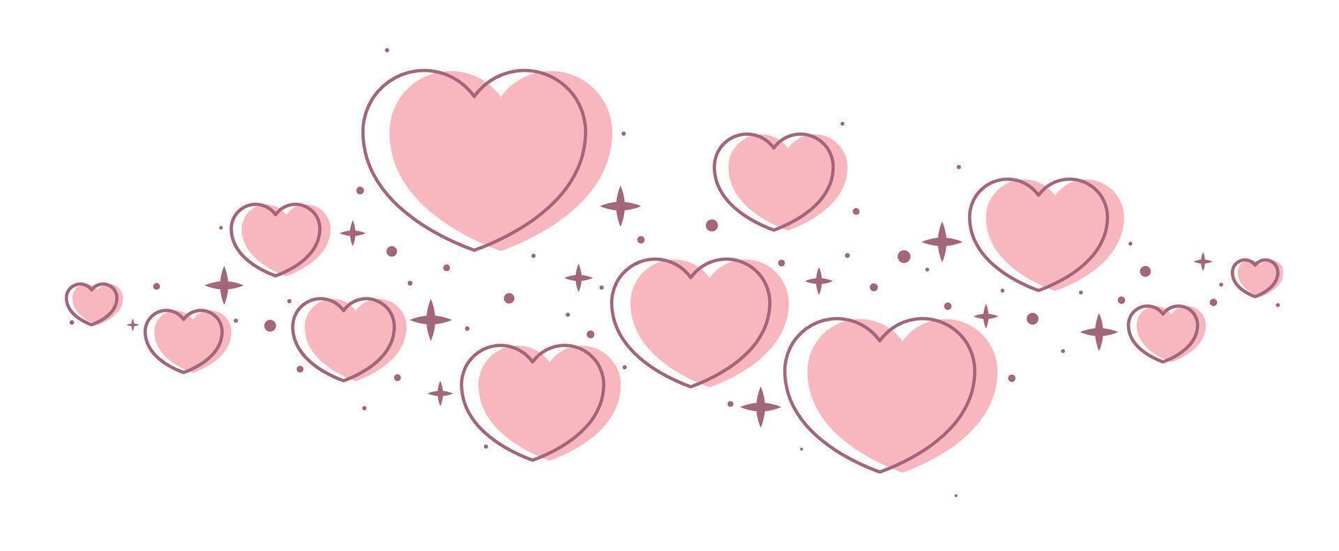 Valentine's Day border with hearts and stars vector