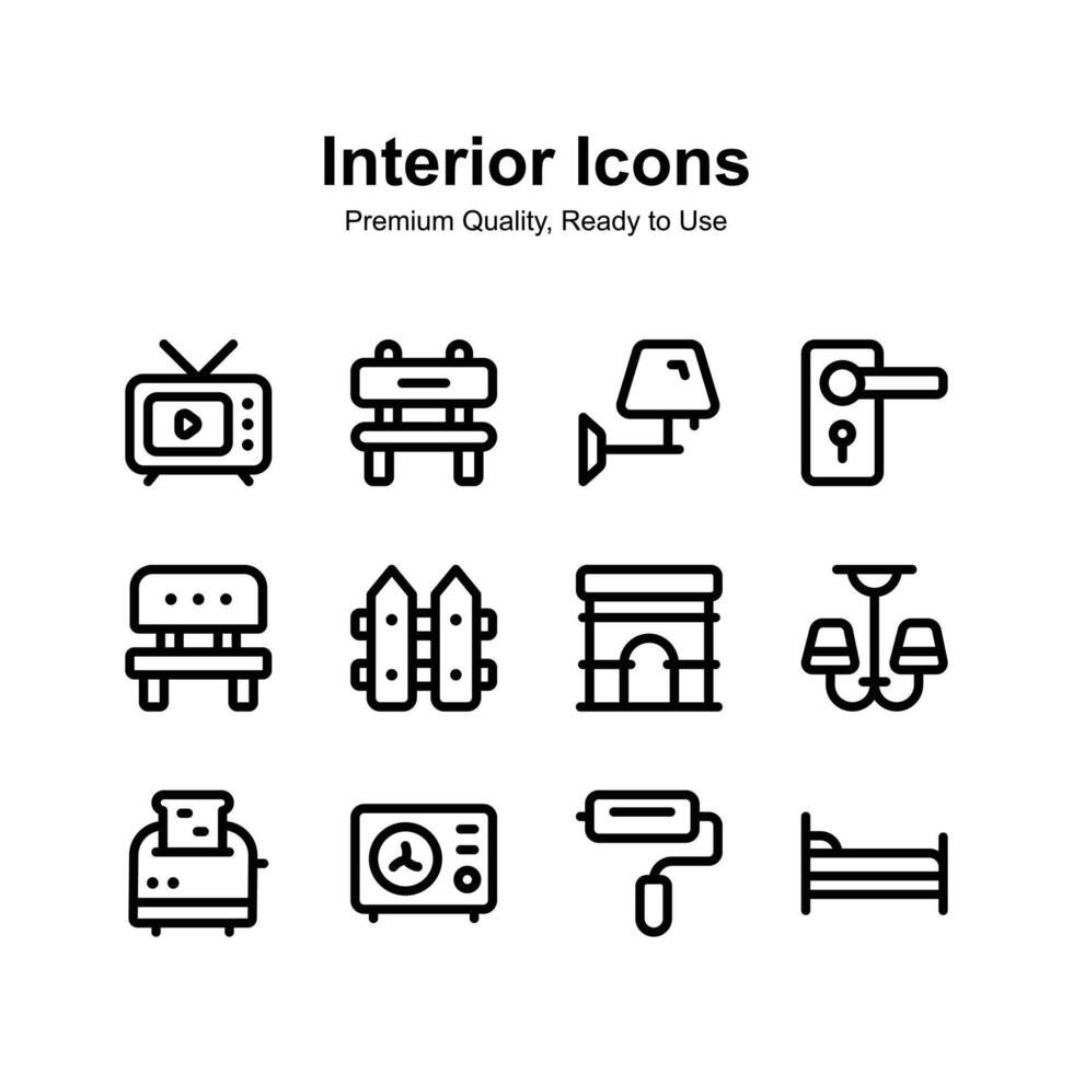 Check this beautifully designed Interior icons set, ready for premium use vector