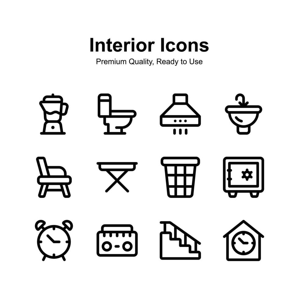 Creatively designed interior icons set, isolated on white background vector