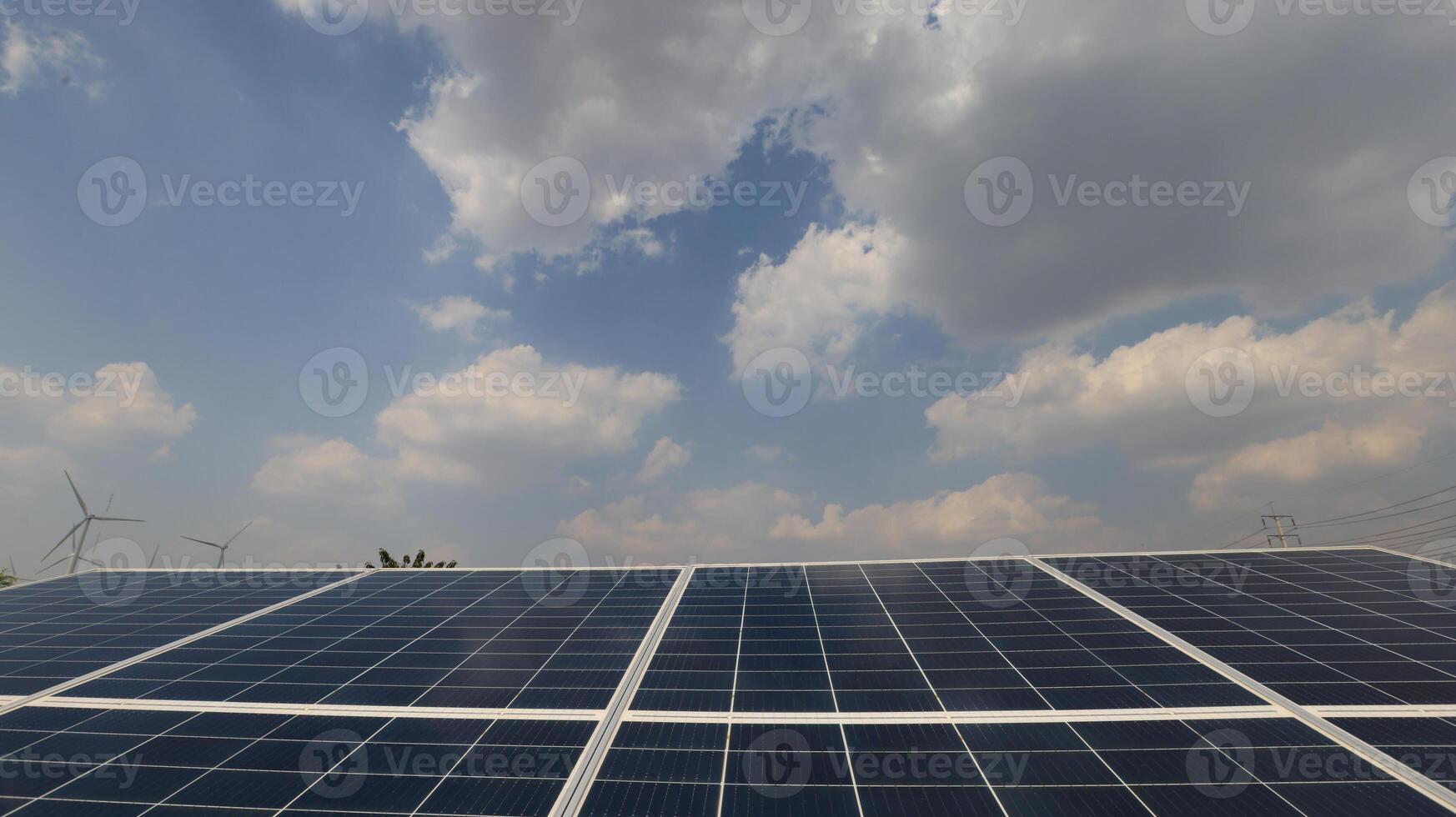 Generated iThe solar panel against a blue cloudy sky, Solar Eco green energymage photo