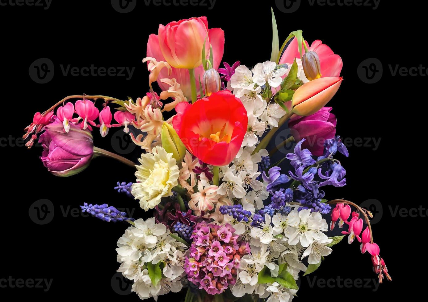 Romantic bouquet of the first garden flowers photo