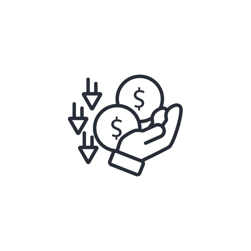 price down icon. .Editable stroke.linear style sign for use web design,logo.Symbol illustration. vector